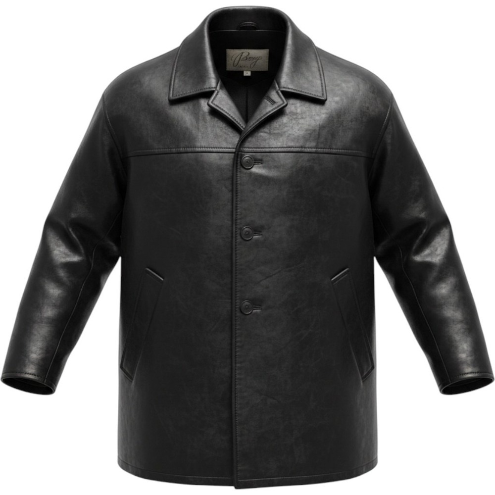 Vintage Remy Leather Jacket Mens XL Black Button Car Coat Made in USA Soft Lamb